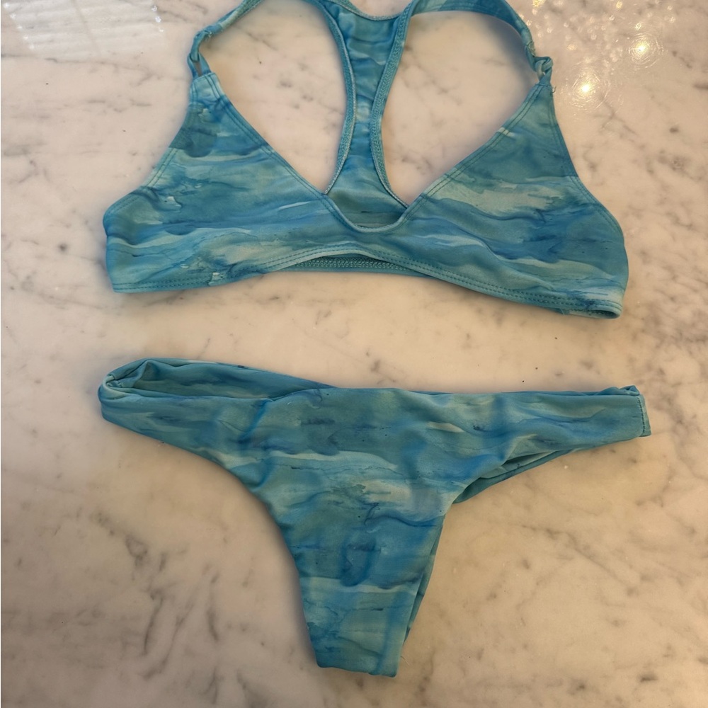 Blue Tie-Dye Bikini Set